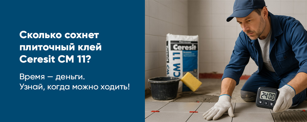 Время высыхания плиточного клея Церезит CM 11? фото