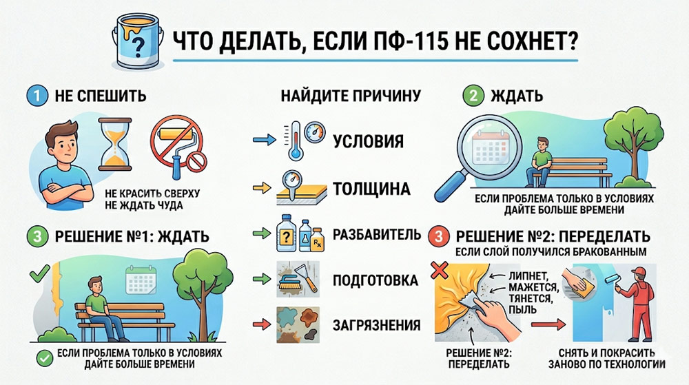 Почему эмаль ПФ-115 не сохнет: 9 причин, из-за которых покраска превращается в проблему фото