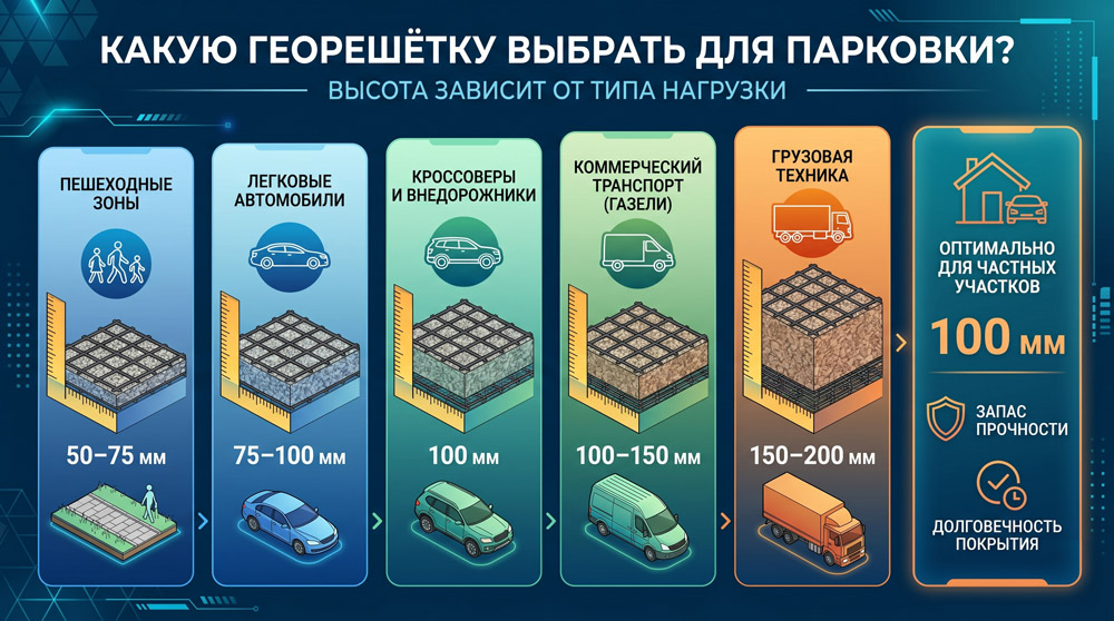 Какую объёмную георешётку выбрать для парковки фото