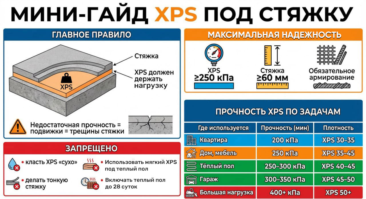 Почему трескается пол даже с XPS под стяжкой? Разбираем реальные причины, без мифов фото