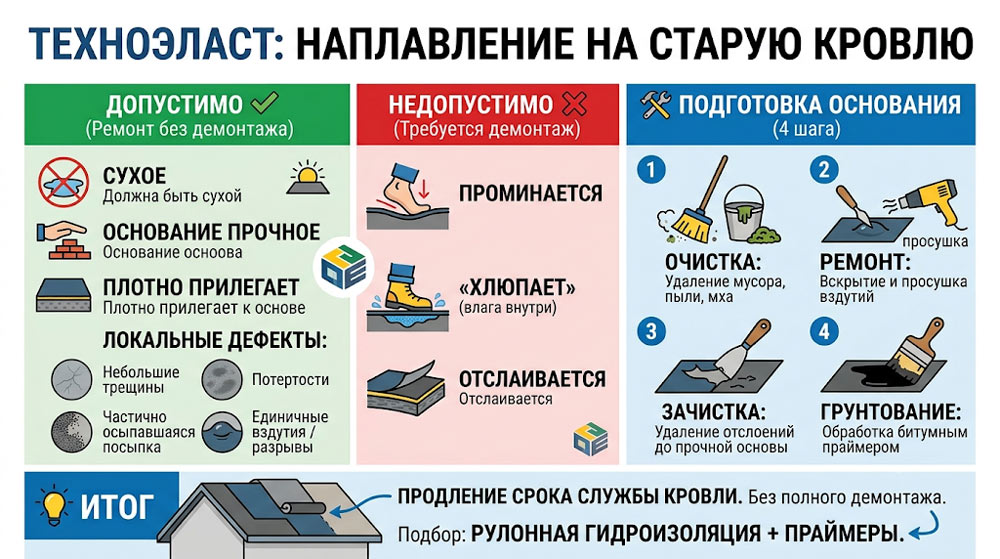Техноэласт или рубероид для старой кровли фото
