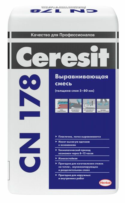 подробно Выравнивающая смесь Ceresit CN 178 для пола (от 5 до 80 мм)