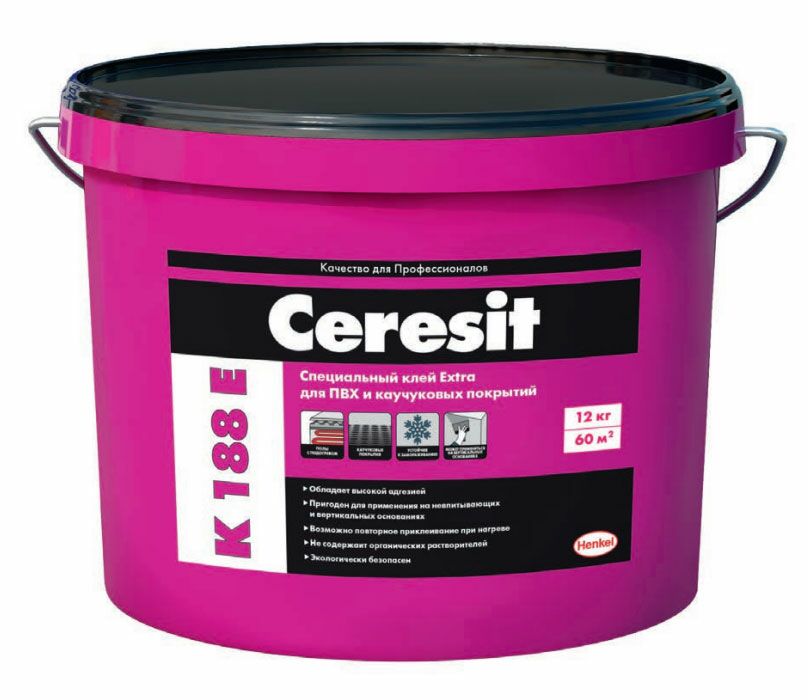 подробно Контактный водно-дисперсионный клей Ceresit K 188E Extra для ПВХ и каучуковых покрытий