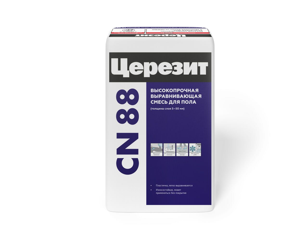 подробно Высокопрочная выравнивающая смесь Ceresit CN 88 для пола (от 5 до 50 мм)