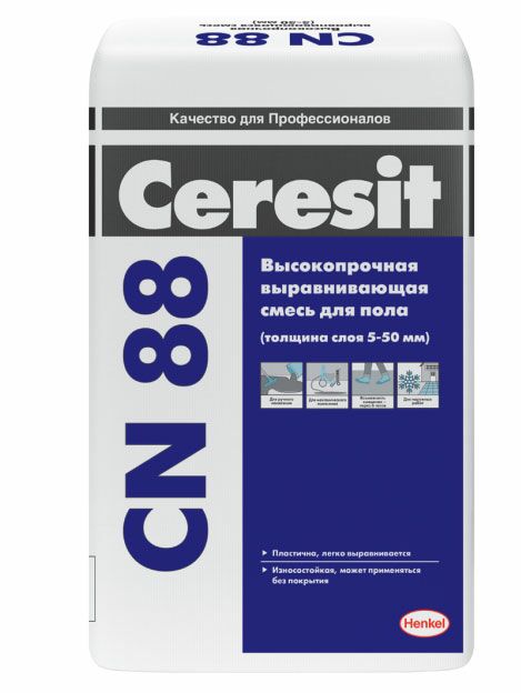 подробно Высокопрочная выравнивающая смесь Ceresit CN 88 для пола (от 5 до 50 мм)