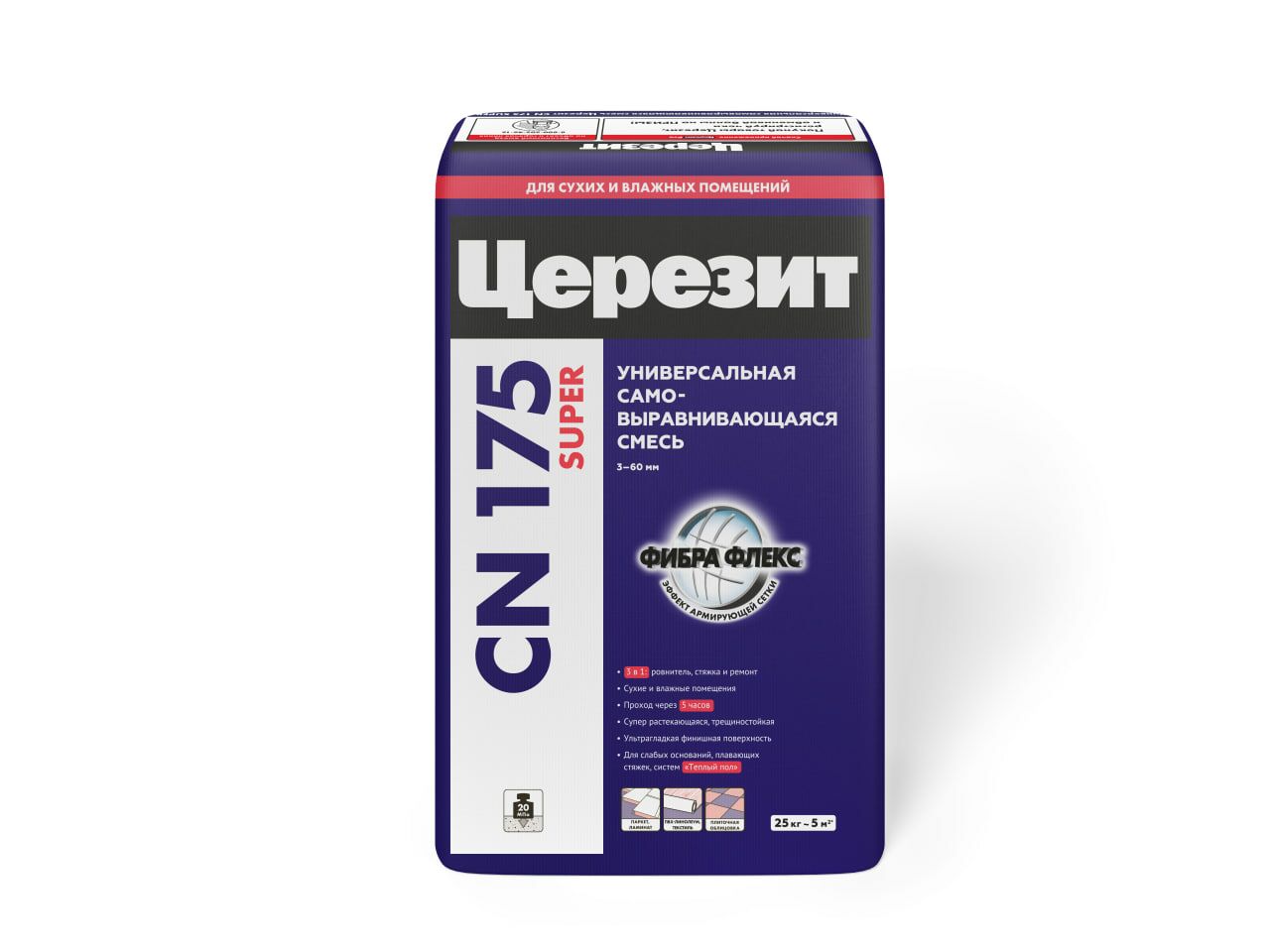 подробно Универсальная самовыравнивающаяся смесь Ceresit CN 175 (от 3 до 60 мм)