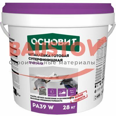 Шпаклёвка готовая суперфинишная Основит Элисилк PA 39 W подробно