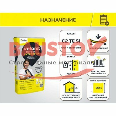 Белый клей-гель для мрамора, камня и керамогранита Vetonit Comfort Extreme Fix подробно