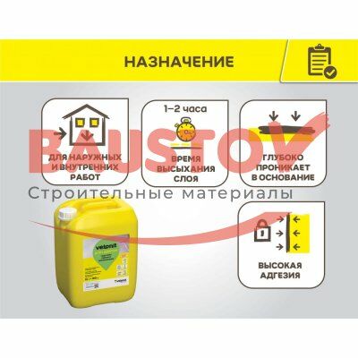Грунтовка глубокого проникновения Vetonit Prim Optimus подробно