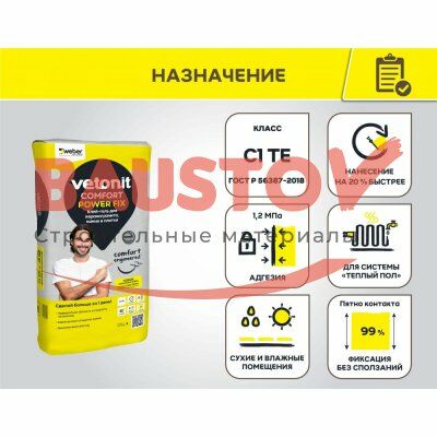 Клей-гель для керамогранита, камня и плитки Vetonit Comfort Power Fix подробно