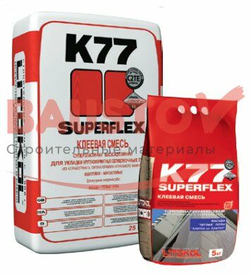 Клей для укладки плитки SUPERFLEX K77 подробно