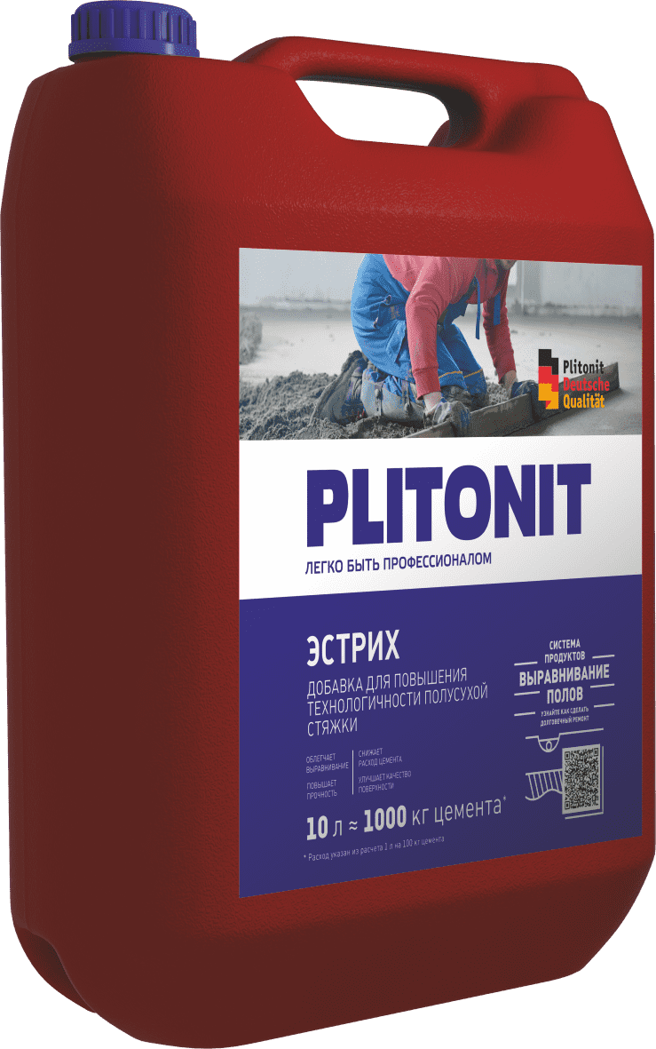 подробно PLITONIT Эстрих -10 Комплексная добавка для производства полусухой стяжки