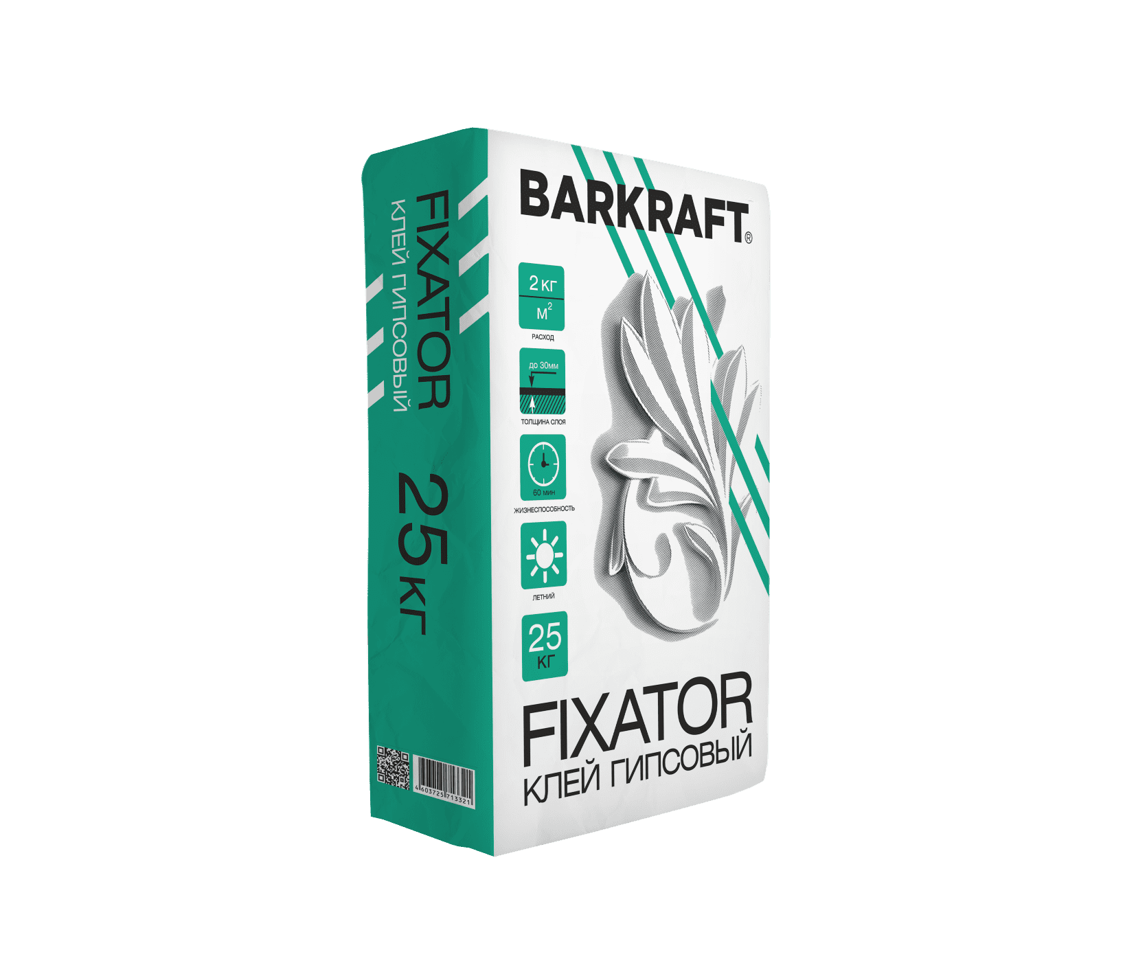 картинка Гипсовый клей для ПГП, ГКЛ, элементов из гипса BARKRAFT FIXATOR, 25 КГ