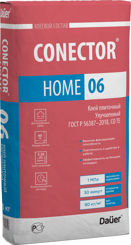 подробно CONECTOR® HOME 06 Клей плиточный Улучшенный 25 кг