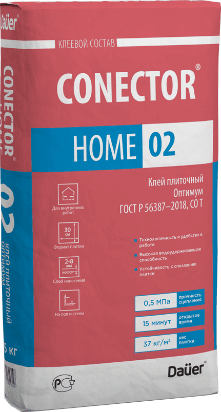 подробно CONECTOR® HOME 02 Клей плиточный Оптимум 25 кг