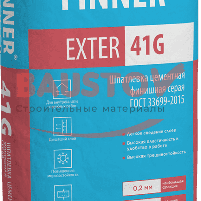 FINNER® EXTER 41 G Шпатлевка цементная финишная 20 кг подробно