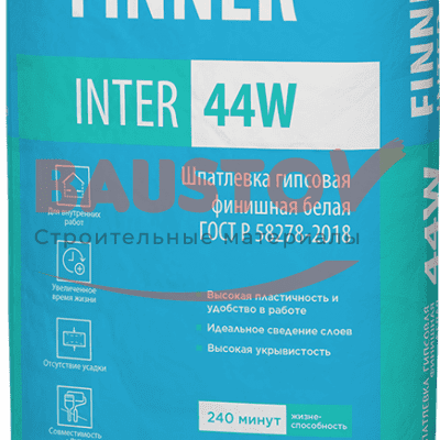 FINNER® INTER 44 W Шпатлевка гипсовая финишная белая 20 кг подробно