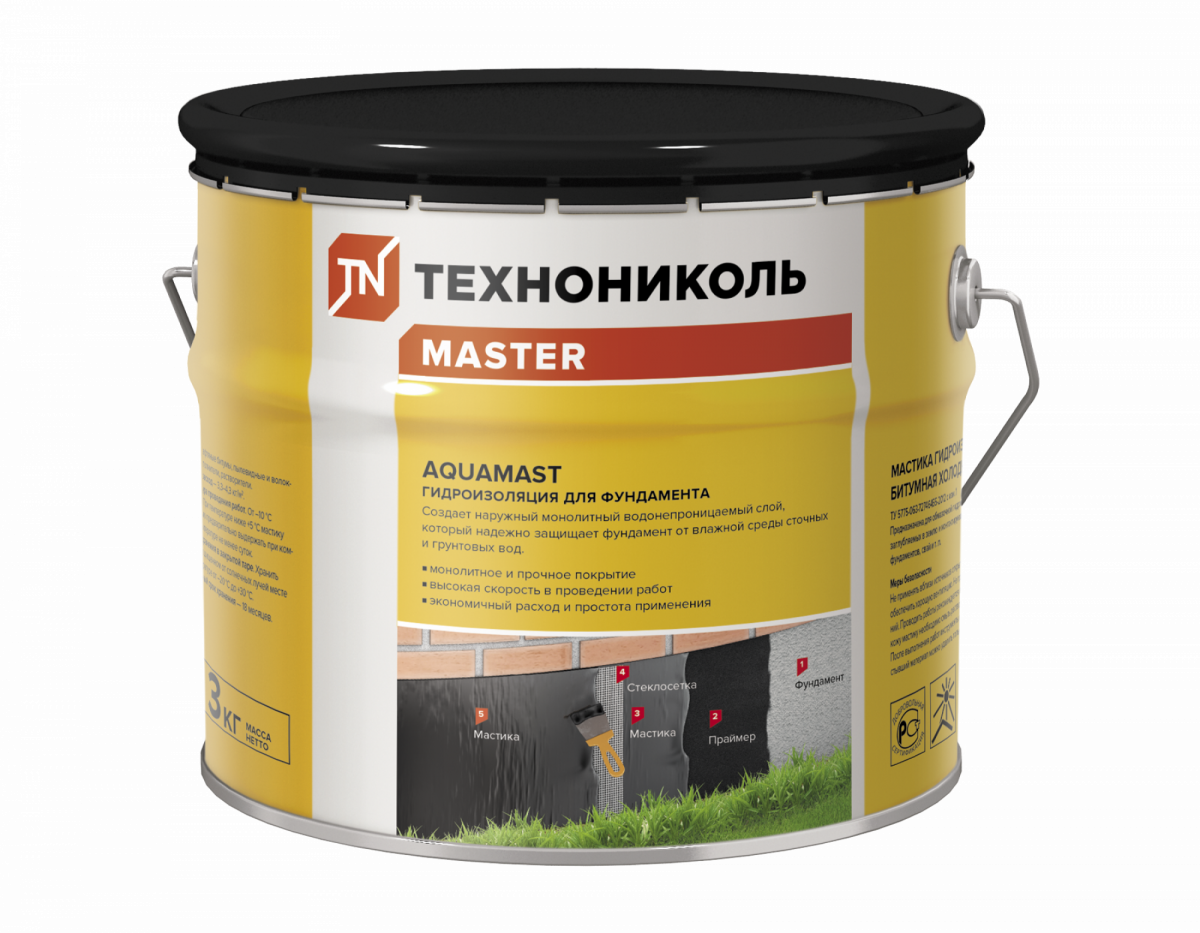 картинка Мастика битумная AquaMast ведро 3 кг