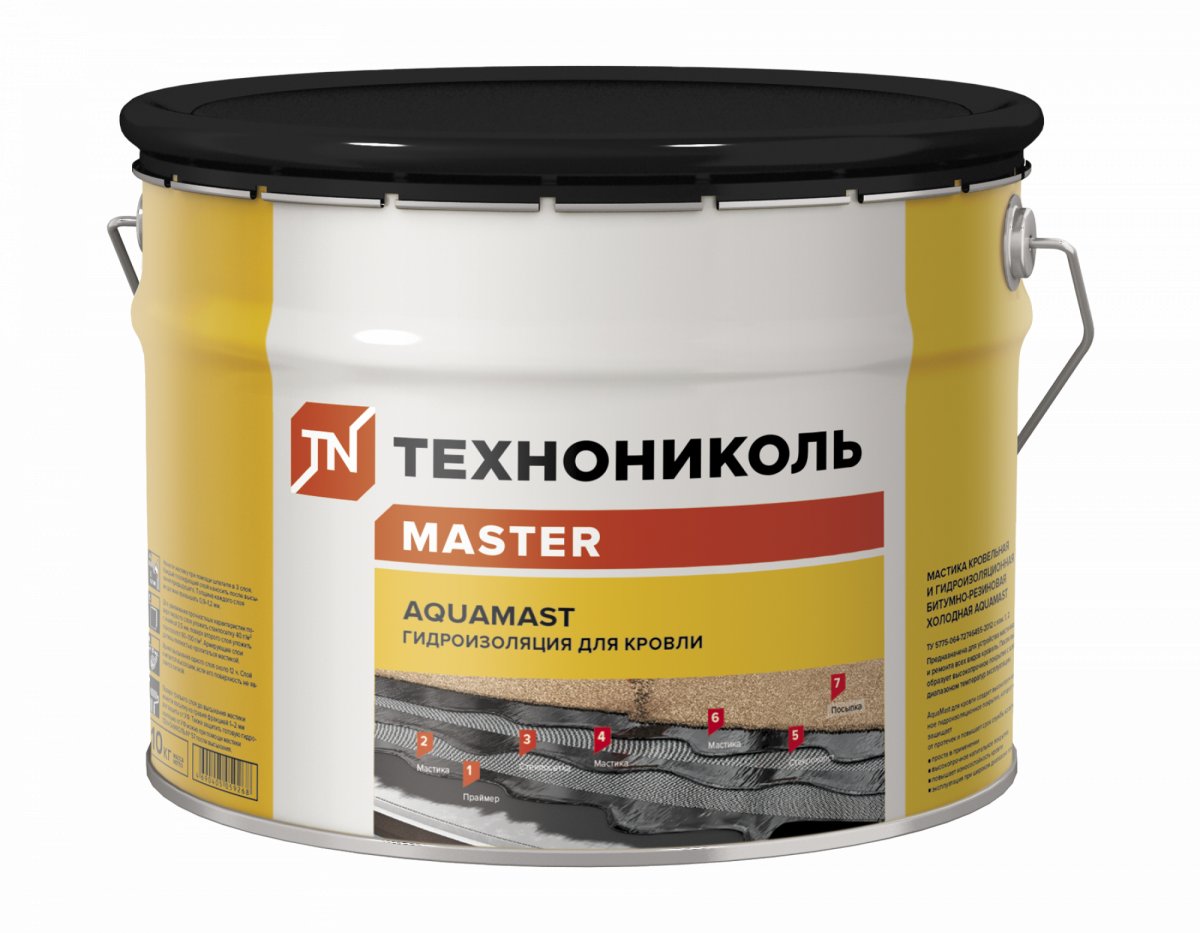 картинка Мастика битумно-резиновая AquaMast, ведро 10 кг