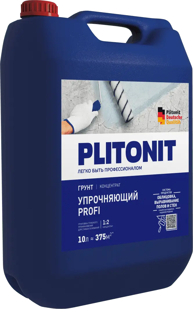 картинка PLITONIT Грунт Упрочняющий PROFI -3 грунтовка глубокого проникновения для слабых оснований; концентрат 1:2