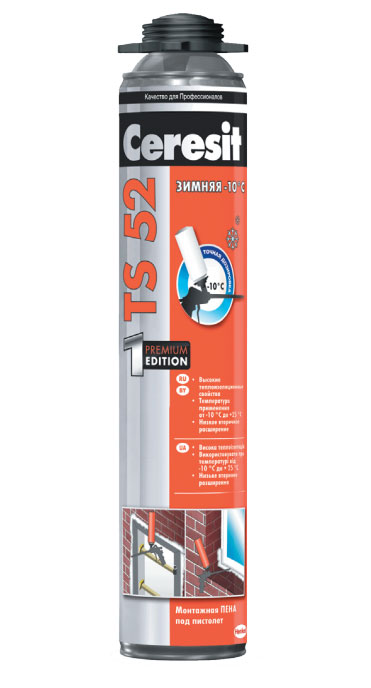 подробно Зимняя монтажная пена Церезит TS 52 под пистолет