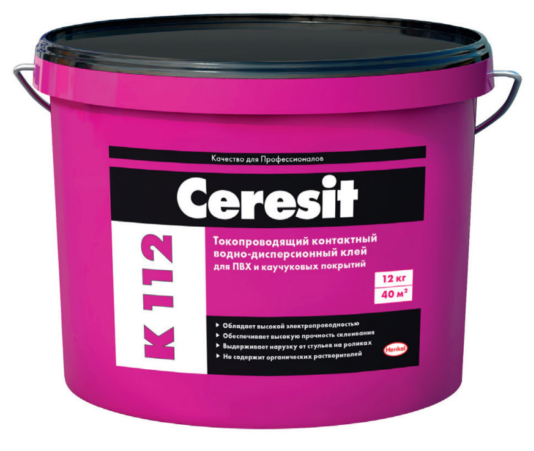 подробно Токопроводящий клей Ceresit K 112 для ПВХ и каучуковых покрытий