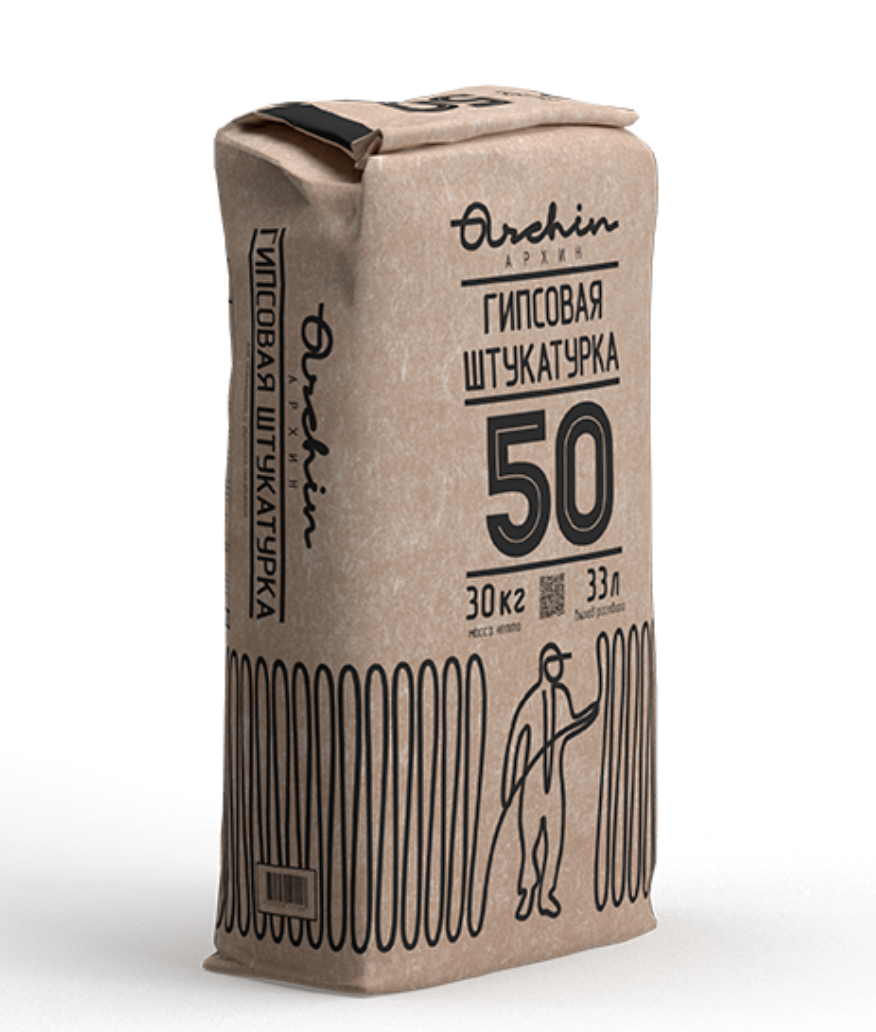 подробно Штукатурка гипсовая ARCHIN №50 (серая), 30 кг