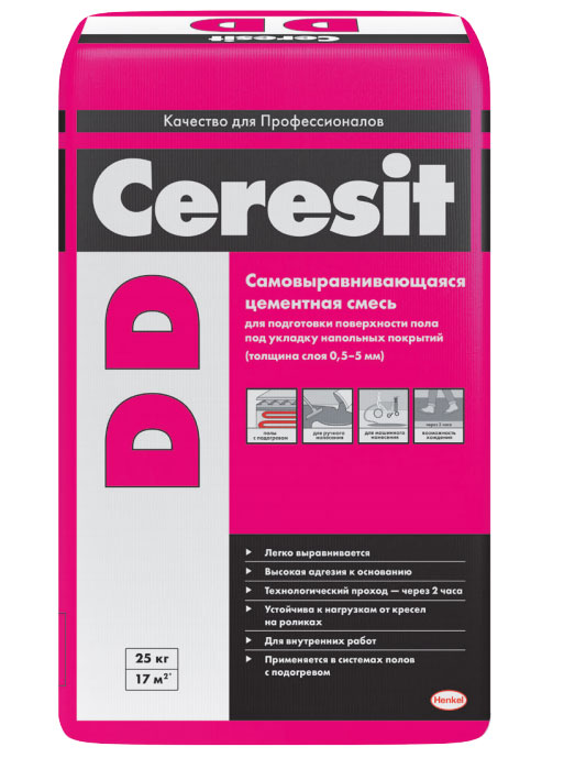 подробно Самовыравнивающаяся смесь Ceresit DD (от 0,5 до 5 мм)