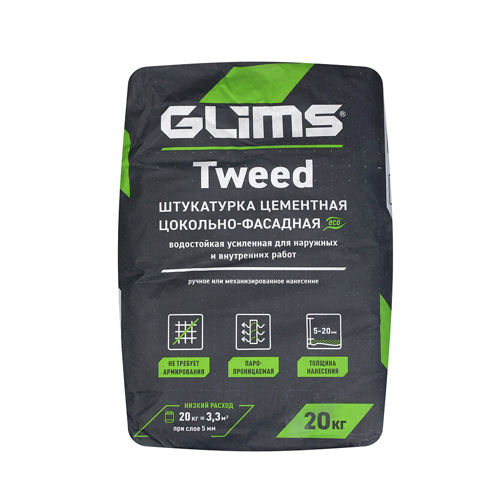 подробно Штукатурка цементная GLIMS®Tweed