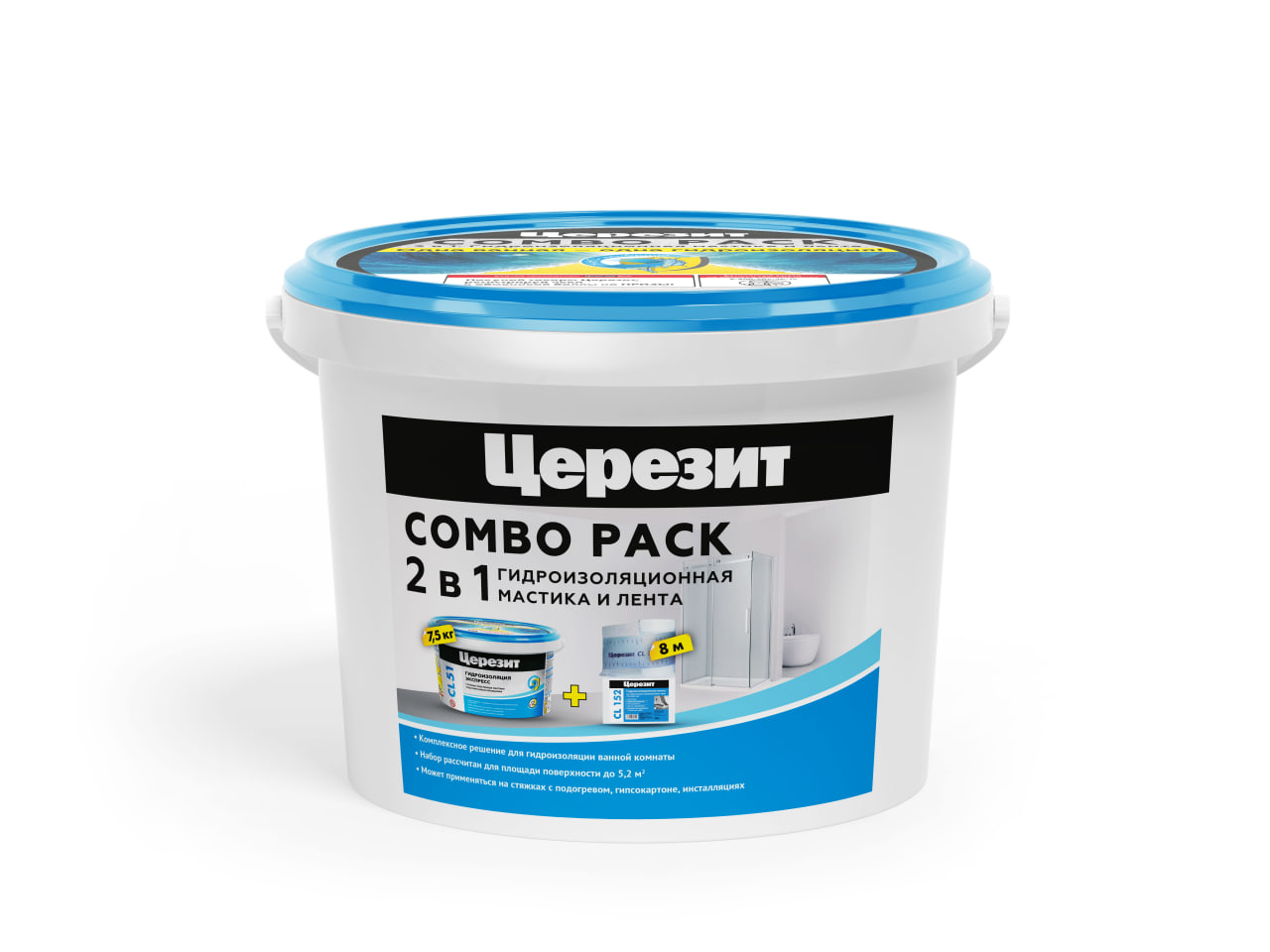 картинка ЦЕРЕЗИТ КОМБО НАБОР CL 51/7,5кг + СL 152/8м Набор для гидроизоляции Гидроизоляция + Лента