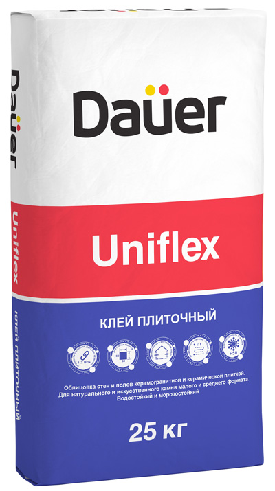 подробно Клей для плитки, керамогранита, декоративного камня Daüer «UNIFLEX / УНИФЛЕКС»