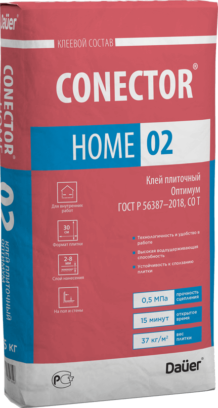 подробно CONECTOR® HOME 02 Клей плиточный Оптимум 25 кг