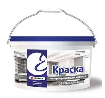 картинка Краска интерьерная влагостойкая белоснежная 98% белизны по бетону