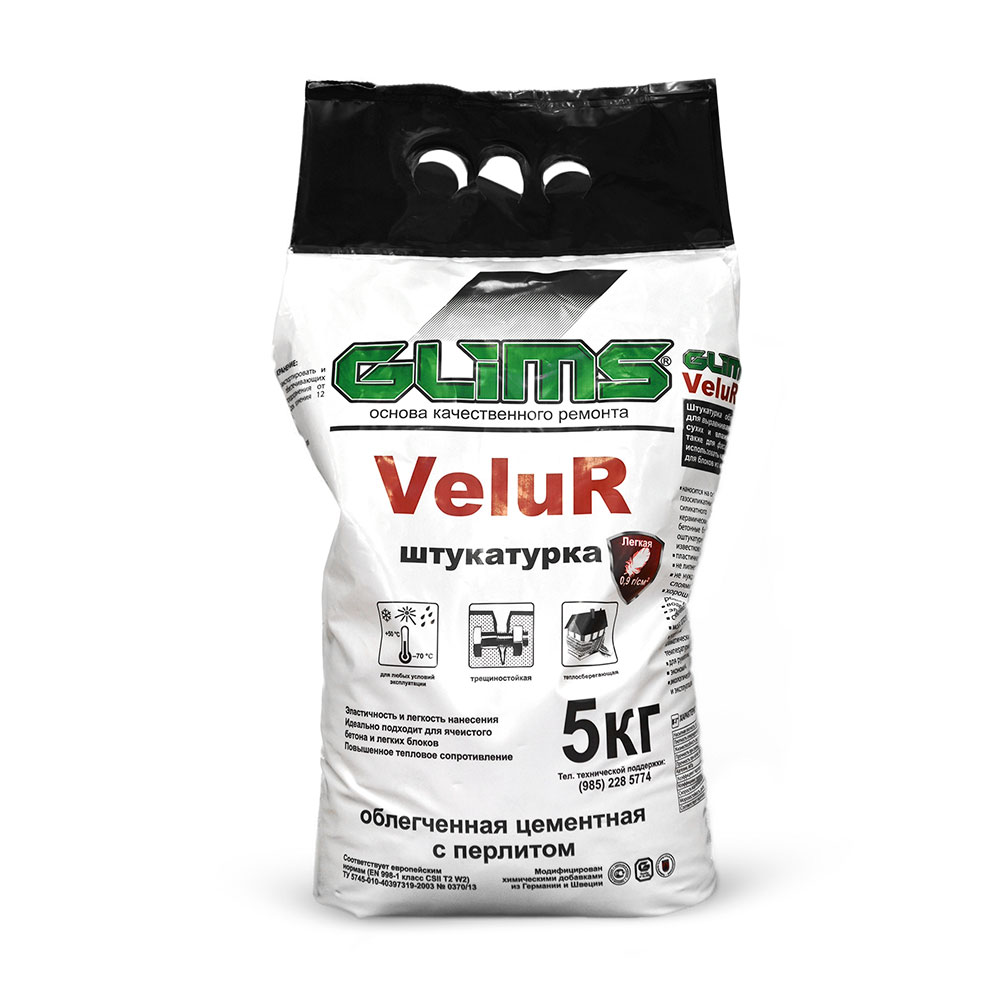 подробно Штукатурка цементная GLIMS®Velur, Вес, кг 5