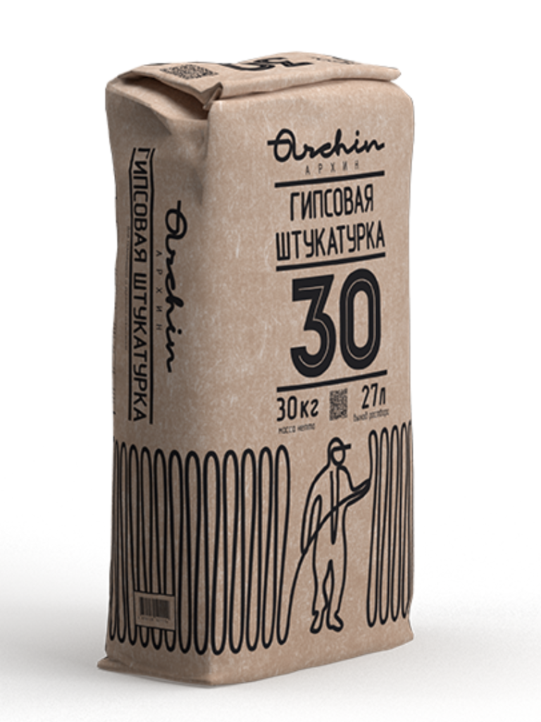 подробно Штукатурка гипсовая ARCHIN №30 (серая), 30 кг