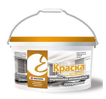 картинка Краска акриловая моющаяся супербелая по бетону