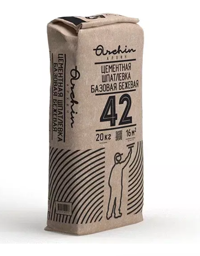 смотреть Шпатлевка цементная базовая бежевая ARCHIN №42, 20кг