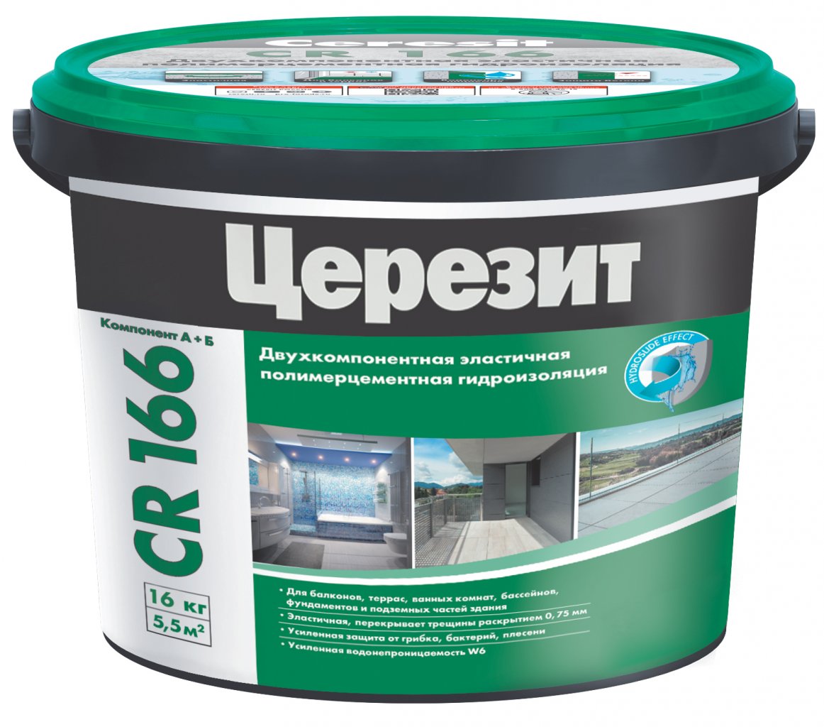 подробно Гидроизоляция эластичная двухкомпонентная CR 166 Церезит