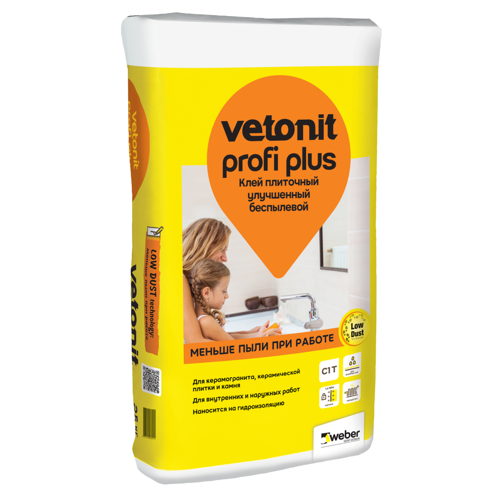 подробно Клей плиточный улучшенный беспылевой Weber.Vetonit Profi Plus