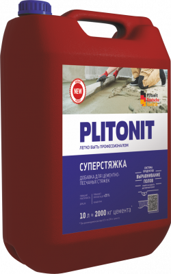 картинка PLITONIT СуперСтяжка -10 суперводоредуцирующая добавка для цементно-песчаных стяжек