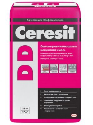 Самовыравнивающаяся смесь Ceresit DD (от 0,5 до 5 мм) подробно