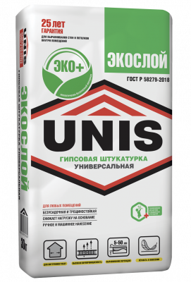 ЭКОСЛОЙ штукатурка гипсовая 30 кг подробно