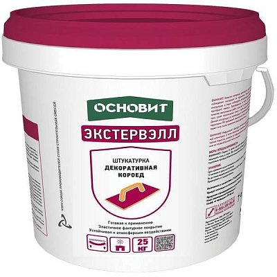 подробно Штукатурка декоративная Основит Экстервэлл Короед OS-2.5 WK Белая (25 кг)