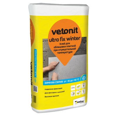 Клей для облицовки плиткой при отрицательной температуре Weber.Vetonit Ultra Fix Winter подробно