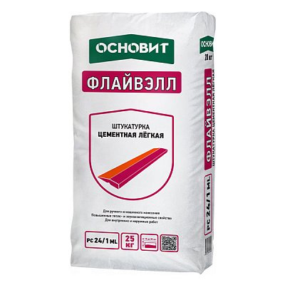 подробно Лёгкая цементная штукатурка Основит Флайвэлл РС 24/1 ML