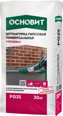 Универсальная гипсовая штукатурка Основит Гипсвэлл PG 25 серая подробно