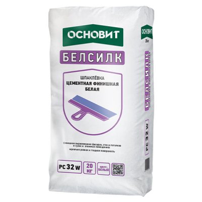 Шпатлёвка цементная финишная Основит Белсилк PC 32 W белая подробно