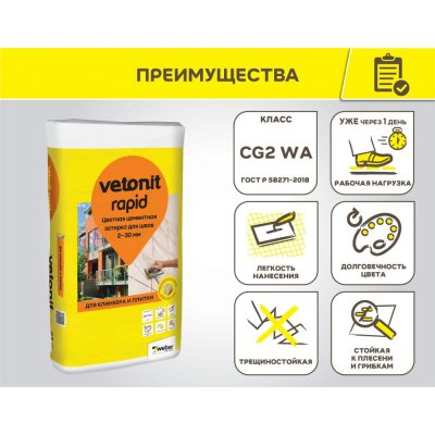 Цементная затирка для швов Vetonit Rapid подробно
