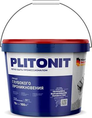 картинка PLITONIT Грунт Глубокого проникновения в вёдрах, 10 л