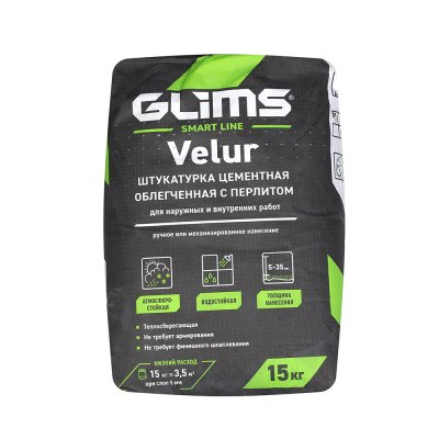 Штукатурка цементная GLIMS®Velur, Вес, кг 5 подробно